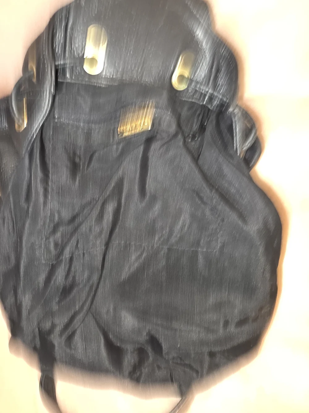 Nina Ricci Black Leather Backpack with Gold Hardware